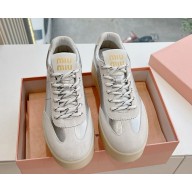 MIU MIU suede and calf leather sneakers White/silver 2025