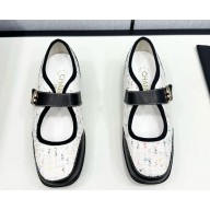 Chanel Ballet flats silk &sheepskin with CC logo white/black 2025
