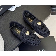 Chanel loafers Hemp Rope with CC logo black 2025