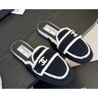 Chanel mules Hemp Rope with CC logo black/white 2025