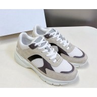 CELINE RUNNER CR-03 LOW LACE-UP SNEAKER in MESH, CALFSKIN AND SUEDE CALFSKIN  WHITE/grey/black  2025
