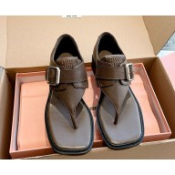 MIU MIU leather with buckle sandals in grey 2025