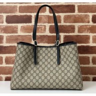 Gucci GG Emblem medium tote bag 815213 Beige and dark brown new GG Monogram coated fabric 2024