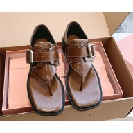 MIU MIU shiny leather with buckle sandals in brown 2025