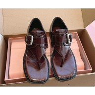 MIU MIU shiny leather with buckle sandals in burgundy 2025