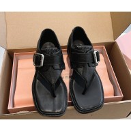 MIU MIU leather with buckle sandals in black 2025