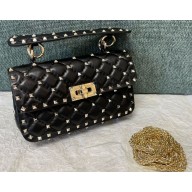 Valentino Garavani Rockstud spike sheepskin small shoulder bag black 2024
