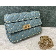 Valentino Garavani Rockstud spike sheepskin small shoulder bag green 2024