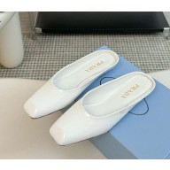 Prada Women's White Patent Leather mules Flats 1206-2024