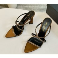 Saint Laurent sandals in satin with crystals Brown 2025