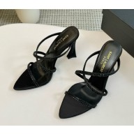 Saint Laurent sandals in satin with crystals Black 2025