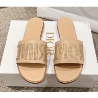 Dior Dway Slide Beige Calfskin and Gold-Finish Studs 2024