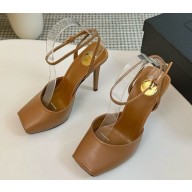 Saint Laurent La Scandale 105 leather sandals Brown 2025