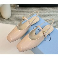 Prada Women's nude pink Patent Leather Slingback Flats 2024