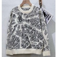 Dior Embroidered Sweater White and Black Cashmere Knit  1101-2024