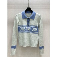 Dior Nylon and wool Collar Sweater white/blue 1101-2024