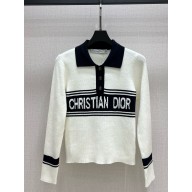 Dior Nylon and wool Collar Sweater white/black 1101-2024