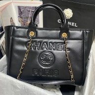 Chanel Small Deauville Bag in Calfskin black AS3257 2023
