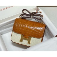 Hermes Constance 18cm/23cm Bag in Crocodile Pattern CARAMEL