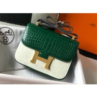 Hermes Constance 18cm/23cm Bag in Crocodile Pattern green
