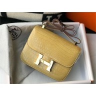 Hermes Constance 18cm/23cm Bag in Crocodile Pattern beige
