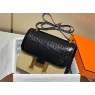 Hermes Constance 18cm/23cm Bag in Crocodile Pattern black
