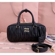 MIU MIU Arcadie matelassé nappa leather bag 5BB148 black 2024