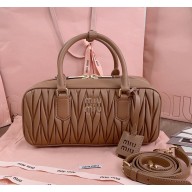 MIU MIU Arcadie matelassé nappa leather bag 5BB148 Caramel 2024