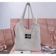Miu Miu IVY woven shopping bag 5BG231 white 2024