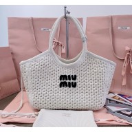 Miu Miu IVY woven tote bag 5BG281 white 2024