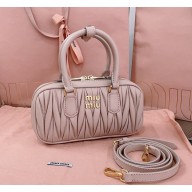 MIU MIU Arcadie matelassé nappa leather mini-bag 5BP088 Powder Pink 2024