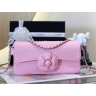 Chanel Plexi Clutch with Chain and Camellia pink 2023
