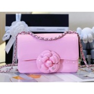 Chanel Plexi Mini Flap bag with Camellia pink 2023