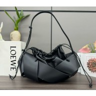 Loewe interlaced hobo bag in calfskin black 2024
