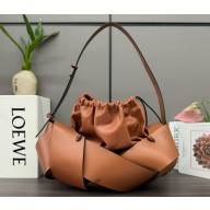 Loewe interlaced hobo bag in calfskin tan 2024
