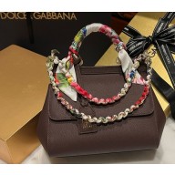 Dolce & Gabbana Medium Sicily bag in Dauphine calfskin • coffee 2024