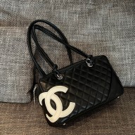 Chanel Calfskin Quilted Large Cambon Bowling bag black/white