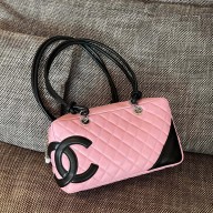 Chanel Calfskin Quilted Large Cambon Bowling bag pink/black