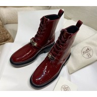 Hermes Funk patent letather ankle boot with mini Clic kelly burgundy 1114-2024