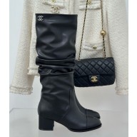 Chanel CC Logo High Boots Calfskin Black 1114-2024