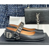 Alaia Ballet Flats with Eyelet Studs and Buckle Calfskin black 2024