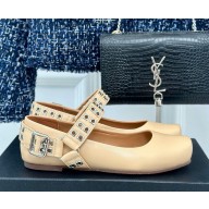 Alaia Ballet Flats with Eyelet Studs and Buckle Calfskin beige 2024