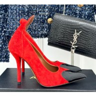 Alaia Le Cœur Heart heel 10.5cm in Suede and Patent Leather red 2024