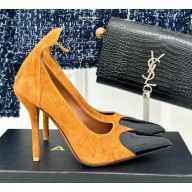 Alaia Le Cœur Heart heel 10.5cm in Suede and Patent Leather Yellow 2024