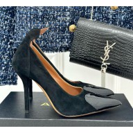 Alaia Le Cœur Heart heel 10.5cm in Suede and Patent Leather black 2024
