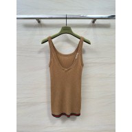 gucci Fine rib cashmere and silk tank top brown 2024