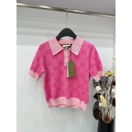 gucci GG wool jacquard polo 773631 pink 2024
