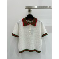 gucci Cotton lace polo T-shirt white 782324 2024