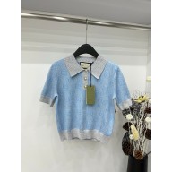 gucci GG wool jacquard polo 773631 blue 2024