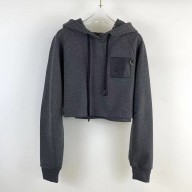 LOEWE Cropped hoodie in cotton gray 2023